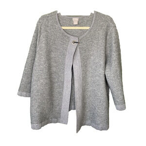 Chicos Cardigan Womens Size 4 ( US XXL) Gray Stretch Knit Sweater Career Office